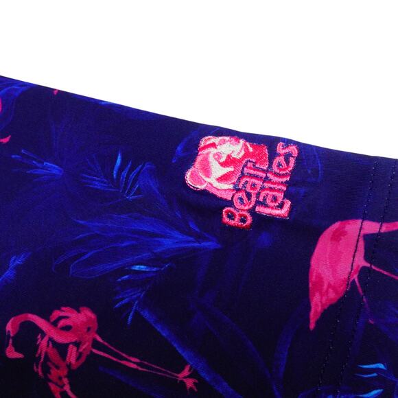 Scales Golf Polo Mens Blue Flamingo Palm Trees Tropical Bear Lakes Shirt Small - Picture 3 of 7